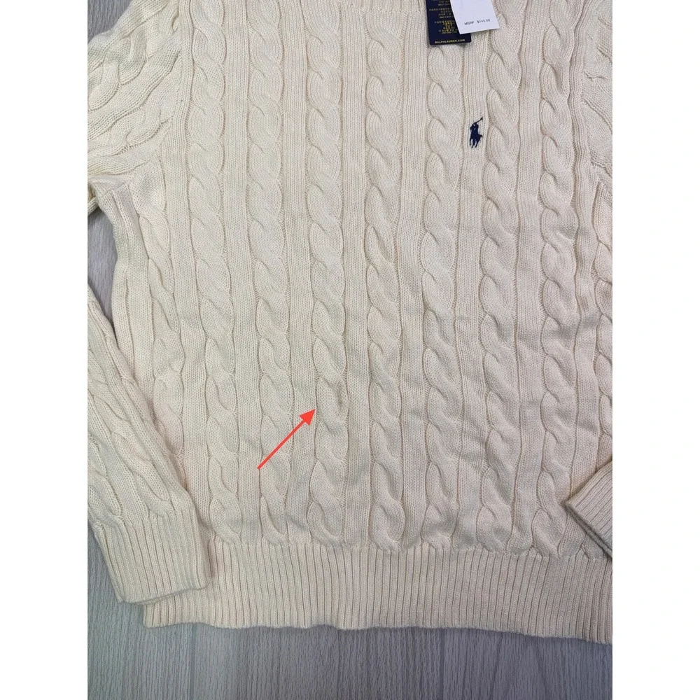 Polo Ralph Lauren Mens Cable Knit Sweater In Andover Cream Size M New With Tags